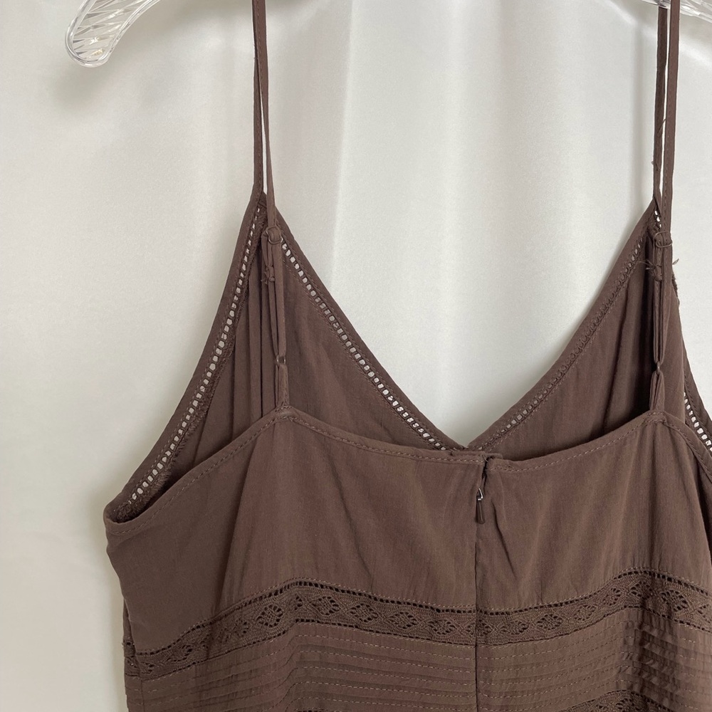 H&M Whimsigoth Boho Prairie Chocolate Brown Lace Cami Maxi Dress 90s Grunge 16 - Picture 12 of 14